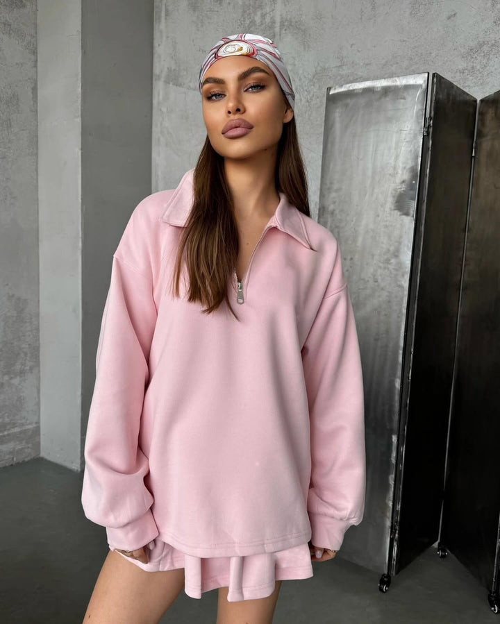 Damen modischer Sweatshirt mit Reißverschluss Drune