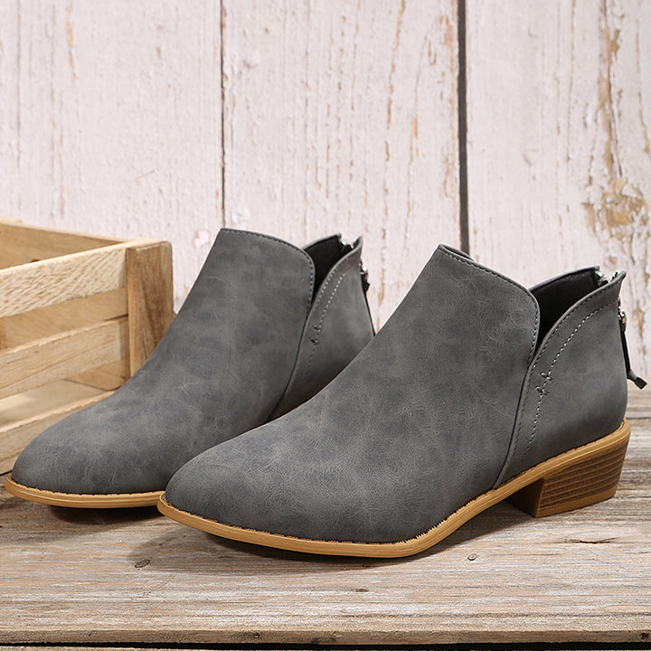 Damen nan spitz zulaufende Schlupf-Ankleboots mit kleinem Blockabsatz und ergonomischem Komfortfußbett Drune