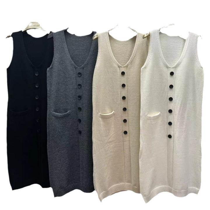 Damen Strapazierfähiges Strickkleid mit Knopfleiste und Taschen Drune
