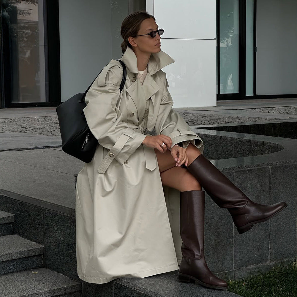 Damen Trenchcoat mit elegantem Gürtel und weit geschnittenen Ärmeln Drune