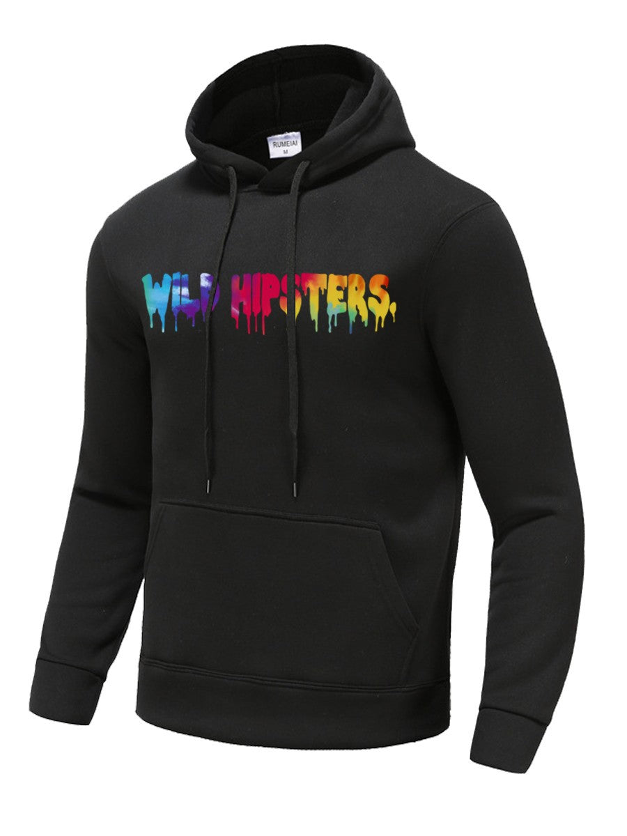 Damen Hoodie mit kreativem Farbverlauf-Wortdruck Drune