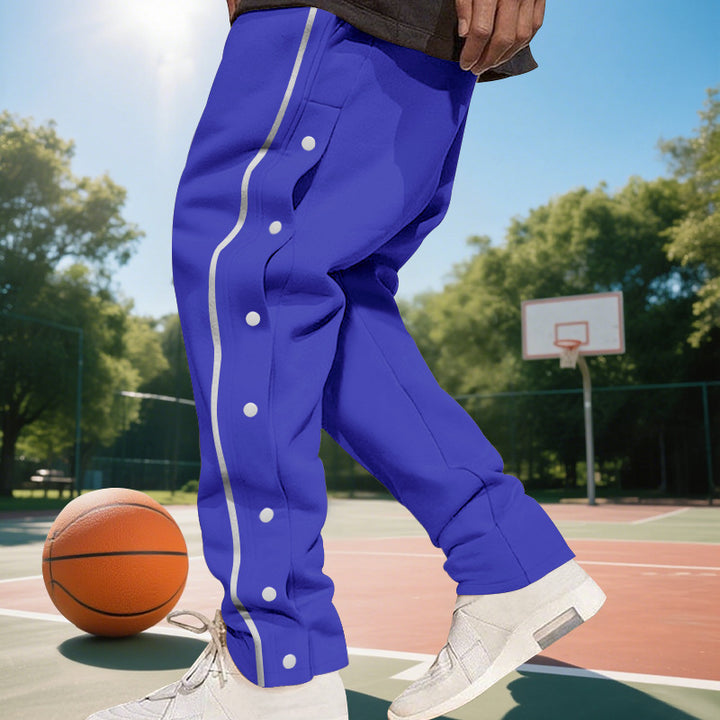 Herren Sportliche Jogginghose mit seitlichen Druckknöpfen und elastischem Bund Drune