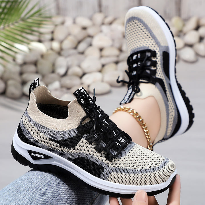 Damen nan sockenähnlicher Plateausneaker mit atmungsaktivem Strickoberteil und stoßdämpfender EVA-Sohle Drune
