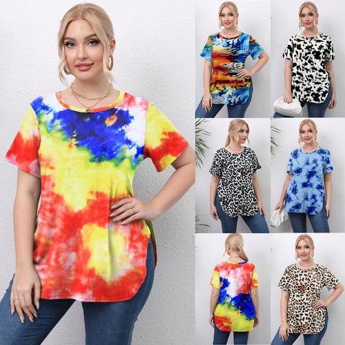 Damen lässiges T-Shirt mit modernem Batikdesign Drune