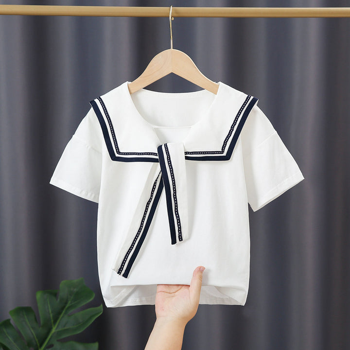 Mädchen Matrosenbluse mit modernem Kragen und Rüschendetails Drune