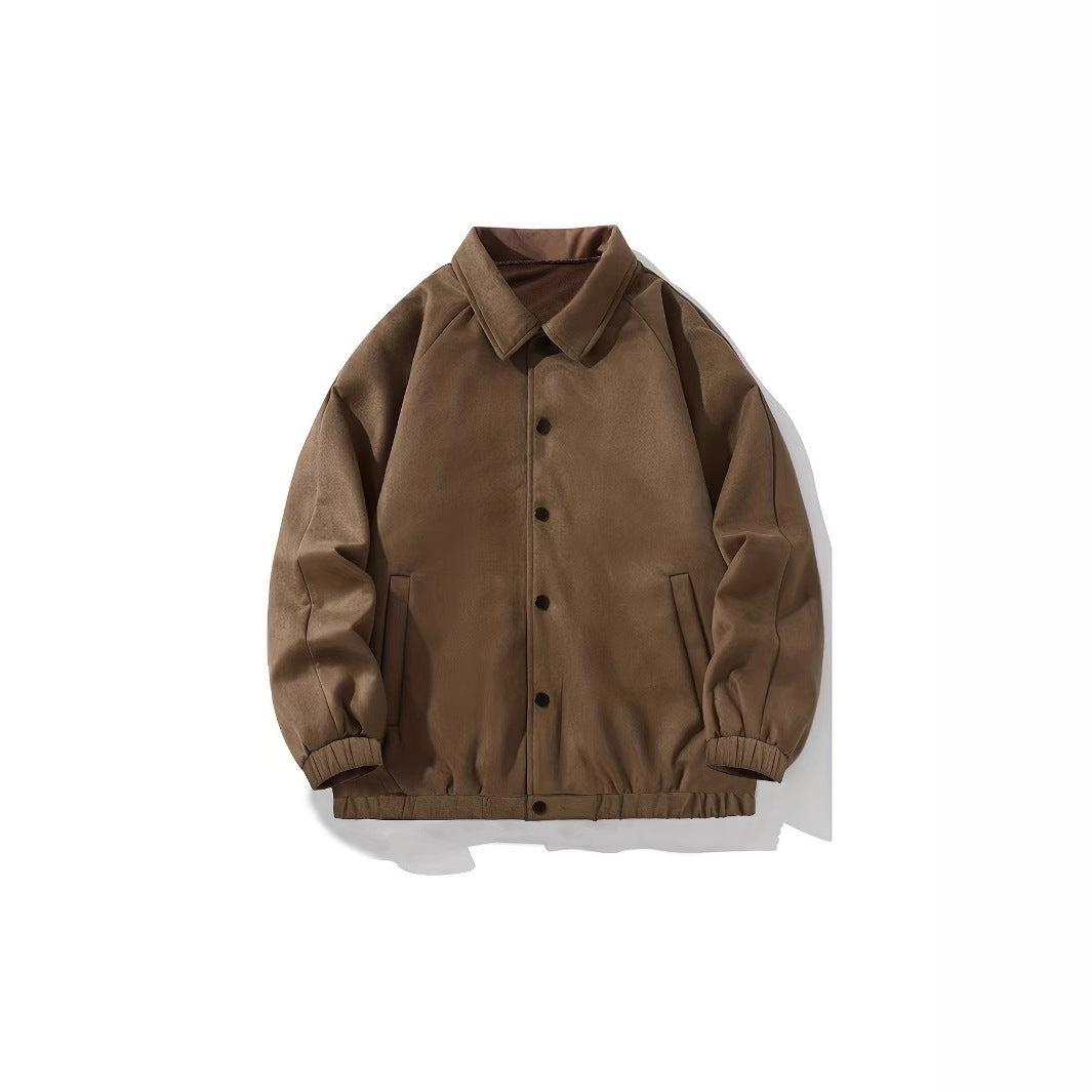 Herren lässige Overshirt-Jacke aus bequemem Softmaterial mit Druckknopfverschluss Drune