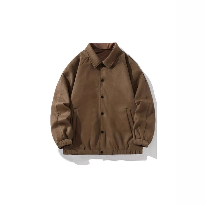 Herren lässige Overshirt-Jacke aus bequemem Softmaterial mit Druckknopfverschluss Drune