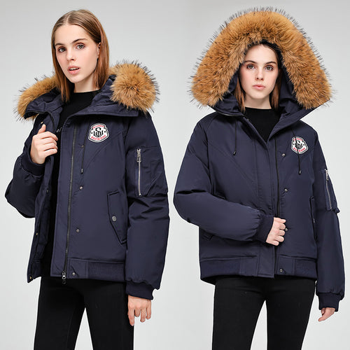 Damen Sportliche Pufferjacke mit abnehmbarem Kunstfellkragen und praktischen Taschen Drune