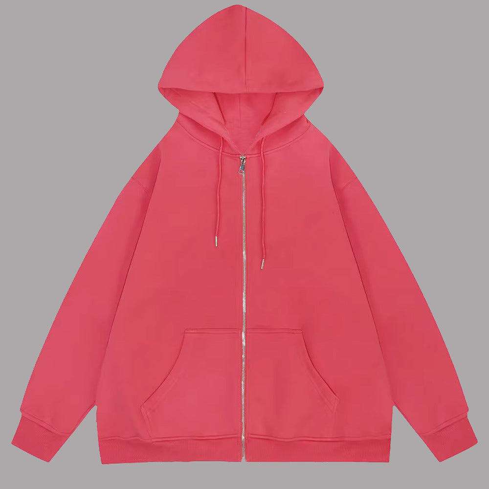 Unisex nan lässige Kapuzenjacke mit robustem Metall-Reißverschluss doppellagiger Kapuze und tiefen Känguru-Eingrifftaschen Drune