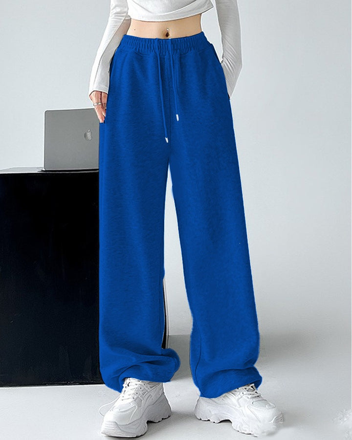 Damen nan extraweite Palazzo-Sweathose mit hohem Komfortbund, seitlichen Eingrifftaschen, Schlitz am Saum und Kordelzug Drune