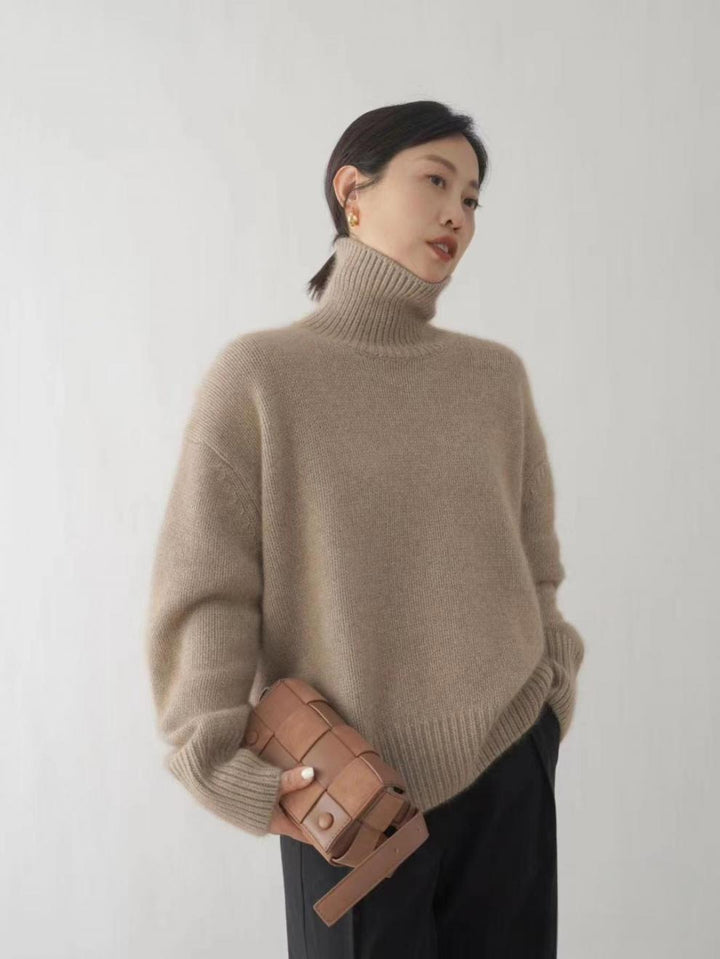 Damen Designer Rollkragenpullover aus hochwertiger Wolle Drune