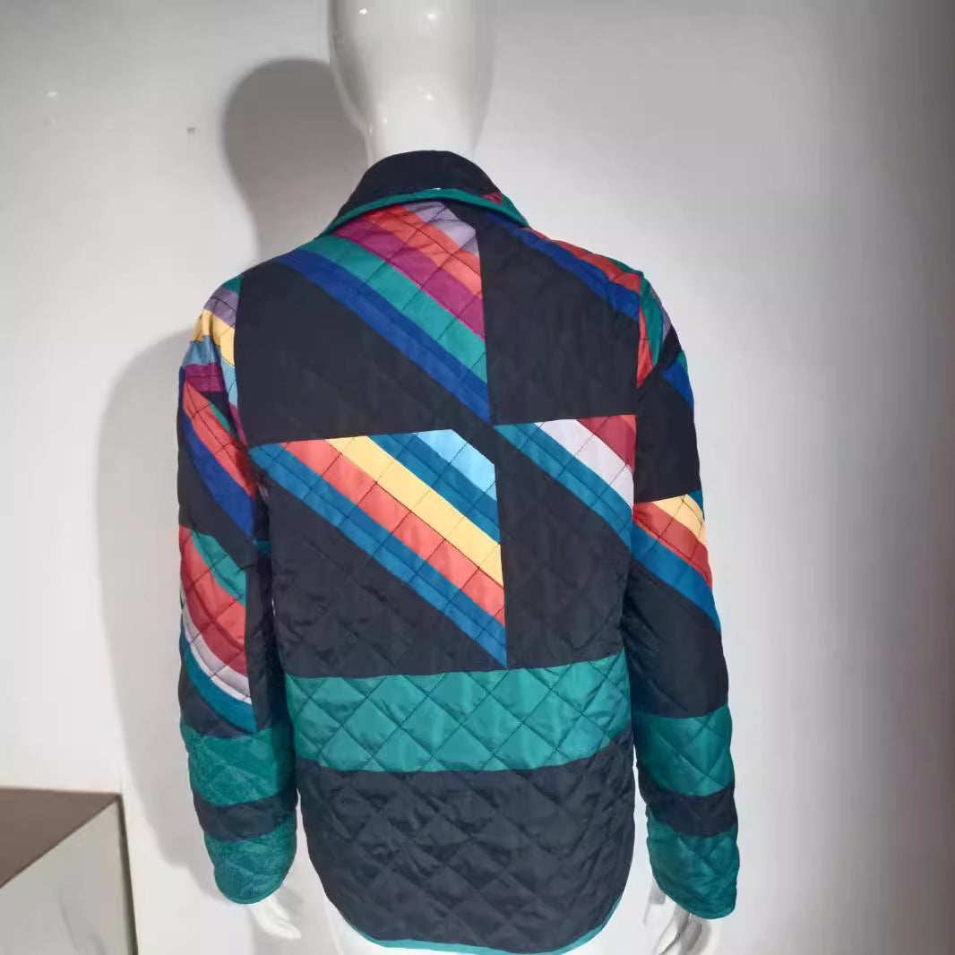 Damen Steppjacke mit buntem geometrischen Muster Drune