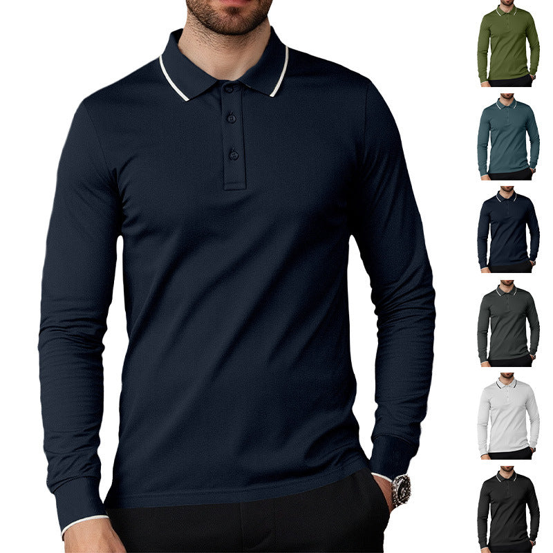 Herren nan langärmeliges Piqué-Poloshirt mit Kontrastpaspel am Kragen und Bündchen Drune