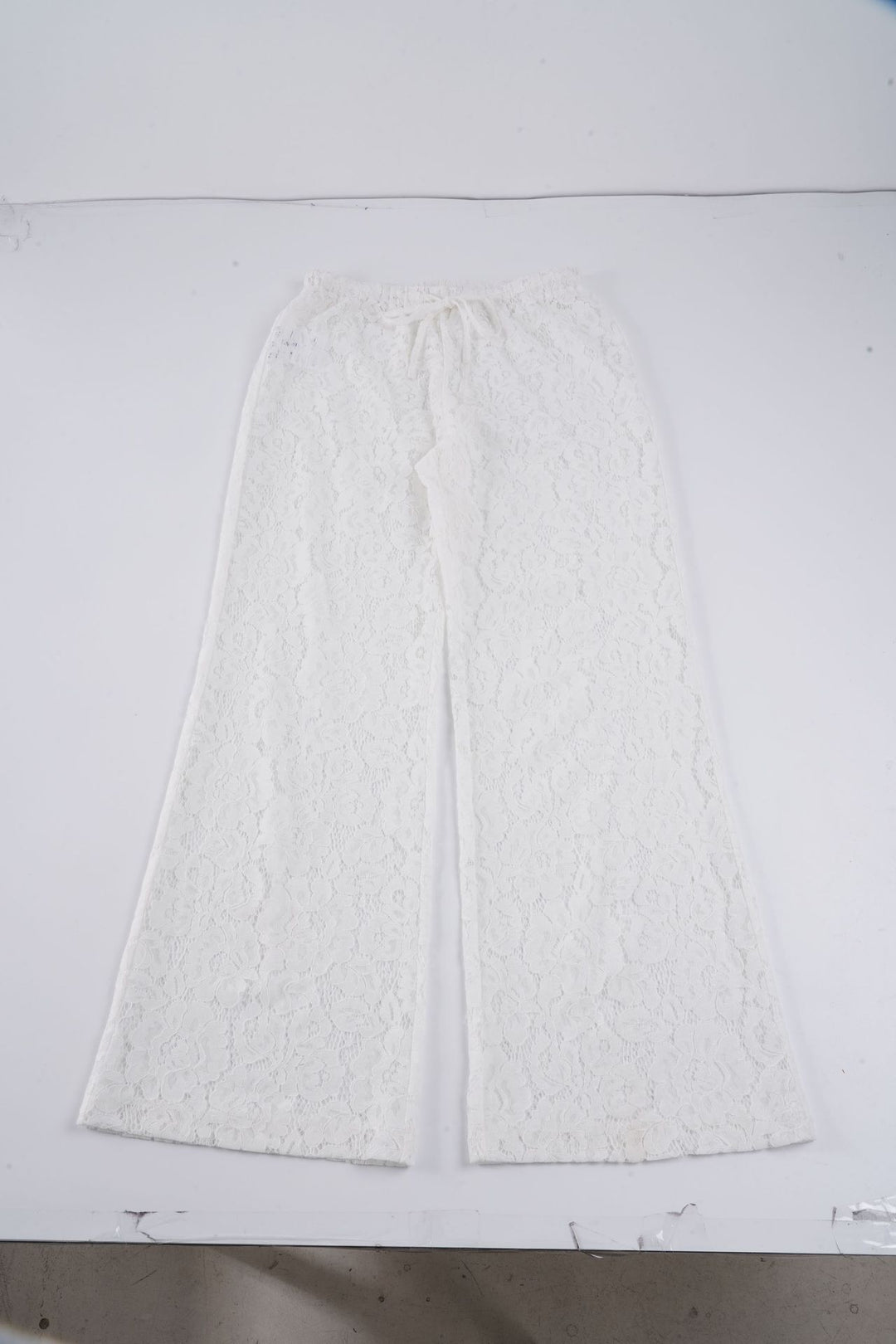 Damen Chiffon-Hosen im eleganten Blumenmuster mit elastischem Bund Drune