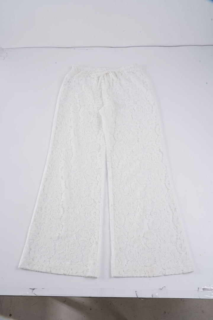 Damen Chiffon-Hosen im eleganten Blumenmuster mit elastischem Bund Drune
