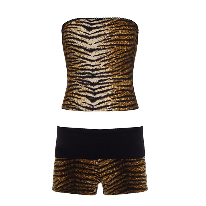 Damen Bandeau-Bikini-Set mit stylischen Tiermustern Drune