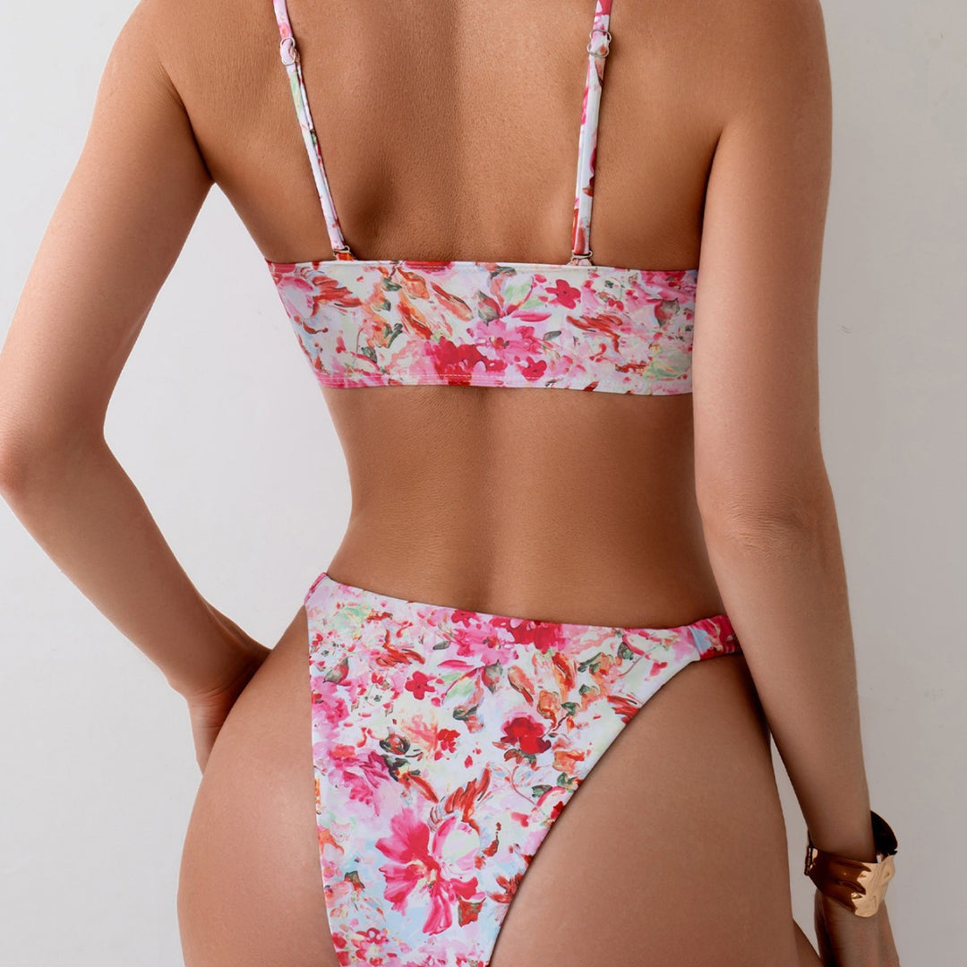 Damen modischer Bikini mit verstellbaren Trägern und Raffung Drune