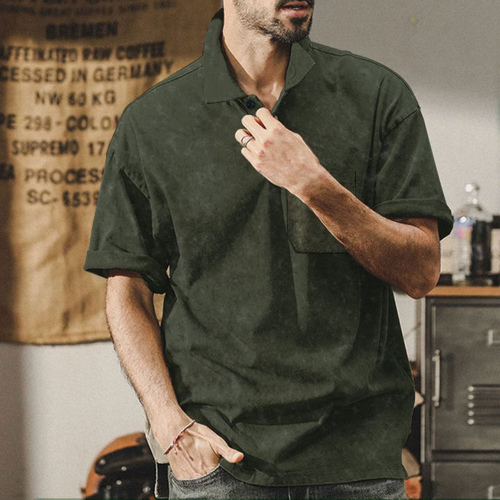 Herren lässiges Kurzarmhemd mit praktischer Brusttasche und softer Textur Drune