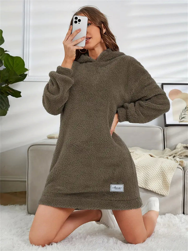 Damen Kuscheliges Hoodie-Kleid Drune