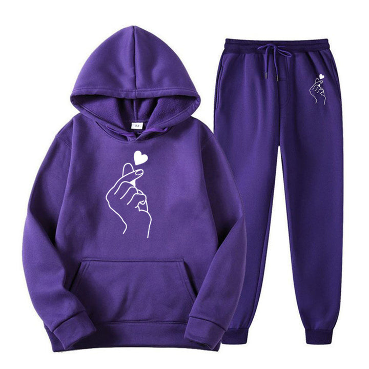 Damen Jogginganzug mit kreativem Herzmotiv und bequemer Passform Drune