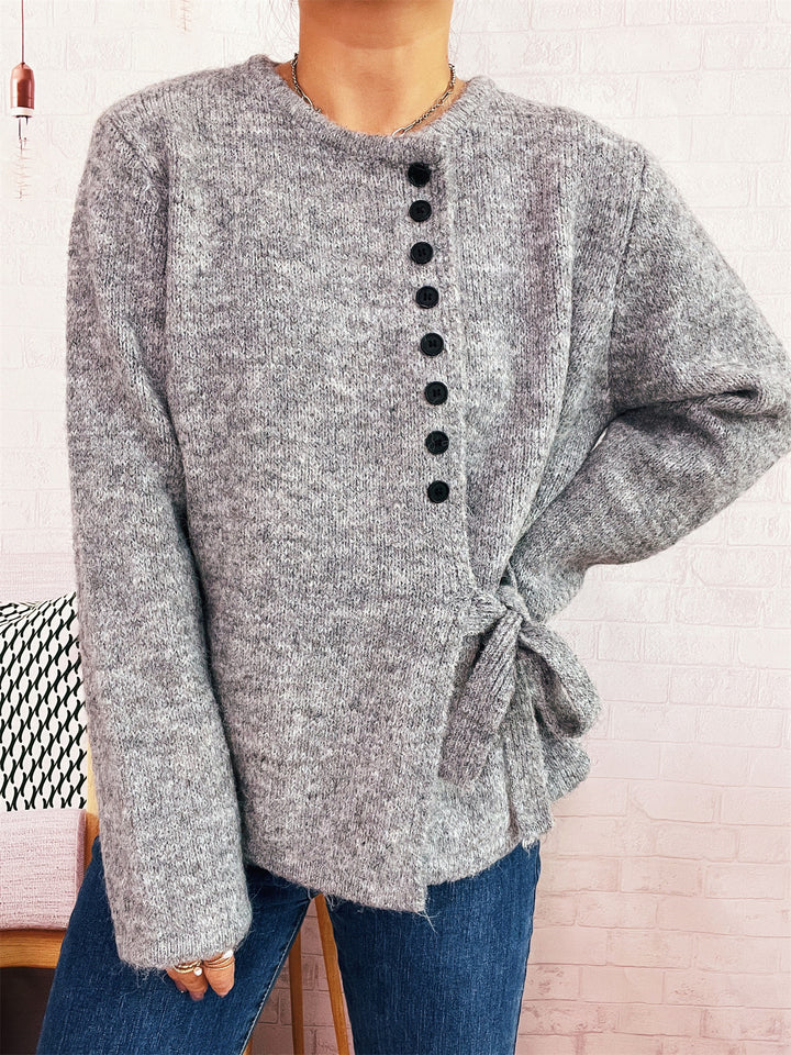Damen Kuschelige Strickjacke mit elegantem Bindegürtel und modernen Knopfdetails Drune