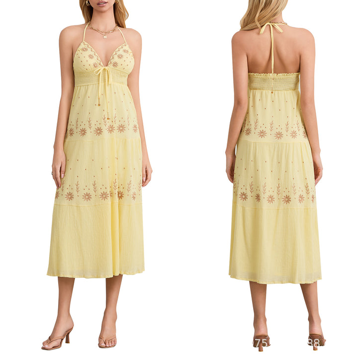 Damen Maxikleid mit zarten Stickereien Drune