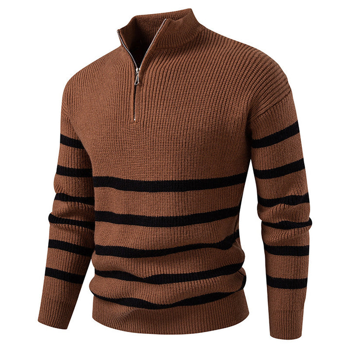 Herren modischer Rollkragenpullover mit strukturiertem Design und halbem Reißverschluss Drune