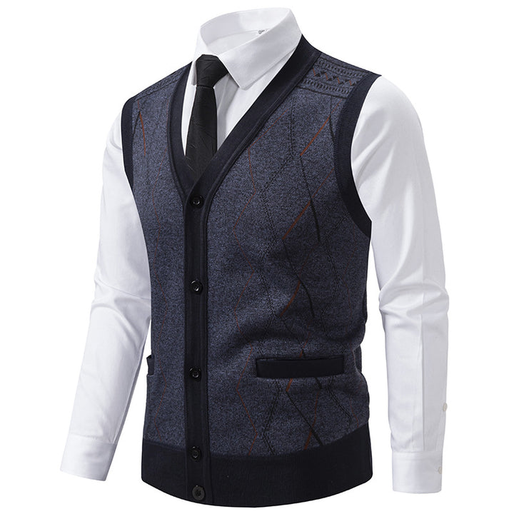 Herren modische Strickweste mit raffinierten Mustern und praktischen Taschen Drune