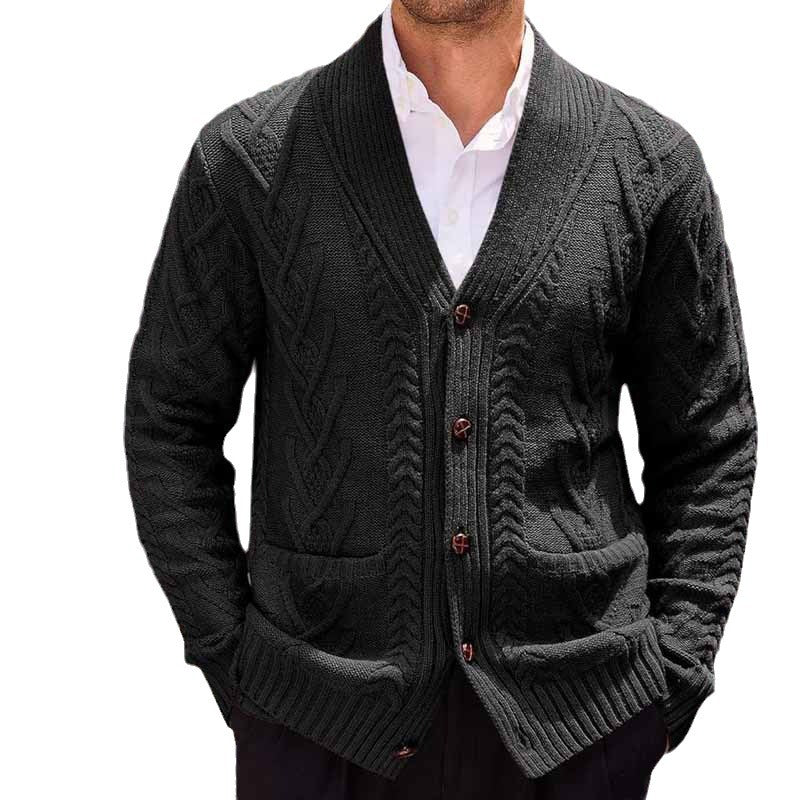 Herren Strickjacke mit großer Blende und Taschen Drune