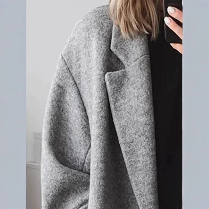 Damen Oversized Wollmantel mit doppelter Knopfleiste und elegantem Schnitt Drune