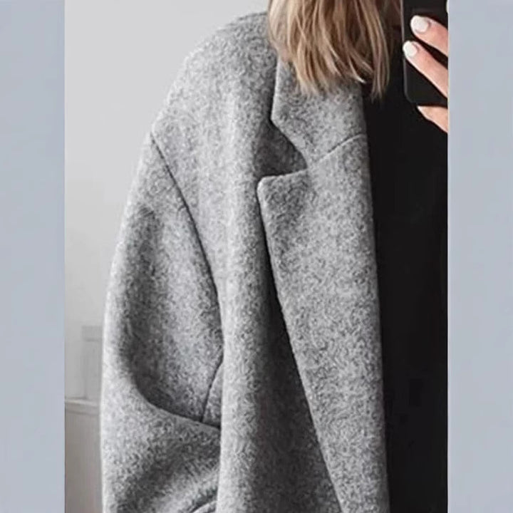 Damen Oversized Wollmantel mit doppelter Knopfleiste und elegantem Schnitt Drune