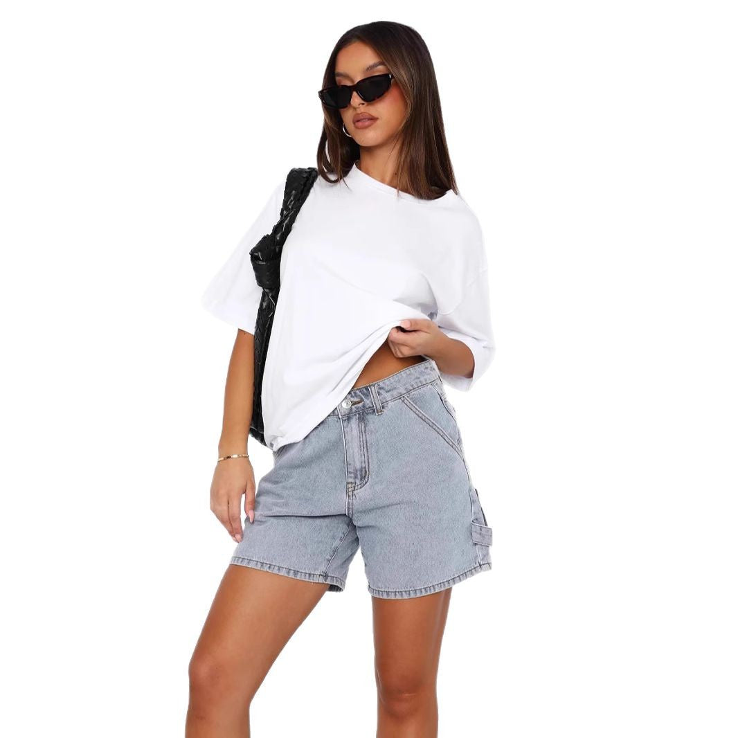 Damen High-Waisted Denim Shorts mit lässigem Schnitt Drune