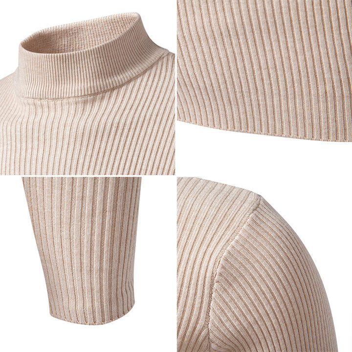 Herren eleganter Rollkragenpullover aus feinem Rippstrick Drune