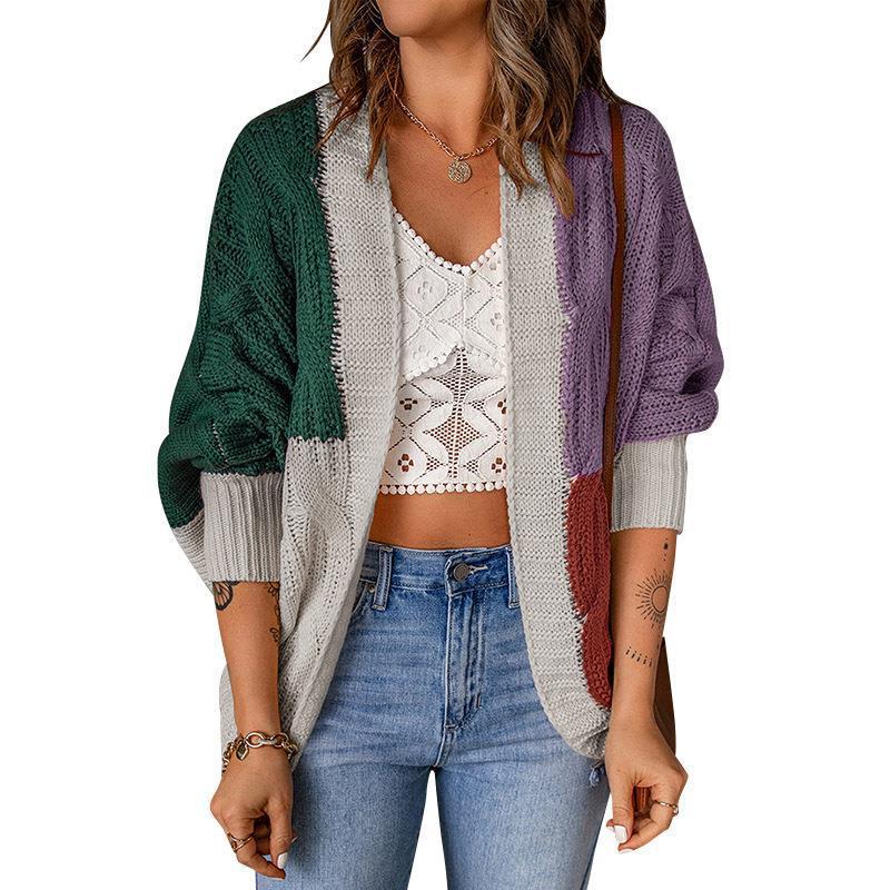 Damen Lässige Strickjacke mit asymmetrischem Muster Drune