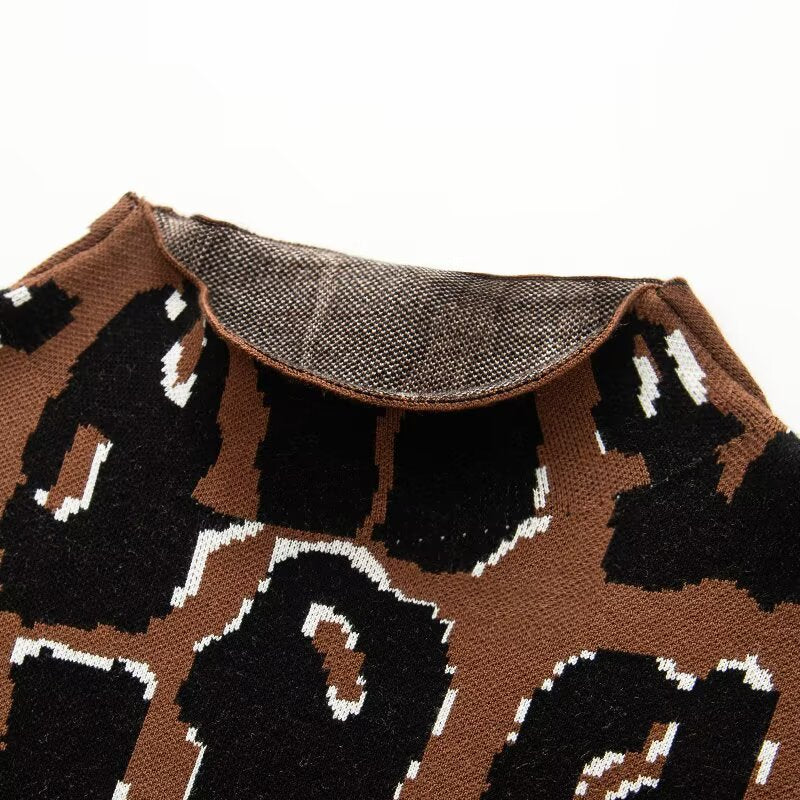 Damen Trendiger Oversized-Pullover im Leopardenmuster Drune