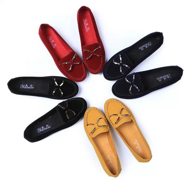 Damen nan elegante Mokassin Halbschuhe mit dekorativer Metallschnalle und rutschfester Gummisohle Drune