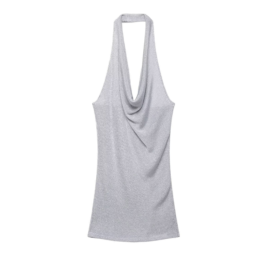 Damen Haltertop mit elegantem Wasserfallausschnitt und figurumspielendem Schnitt Drune