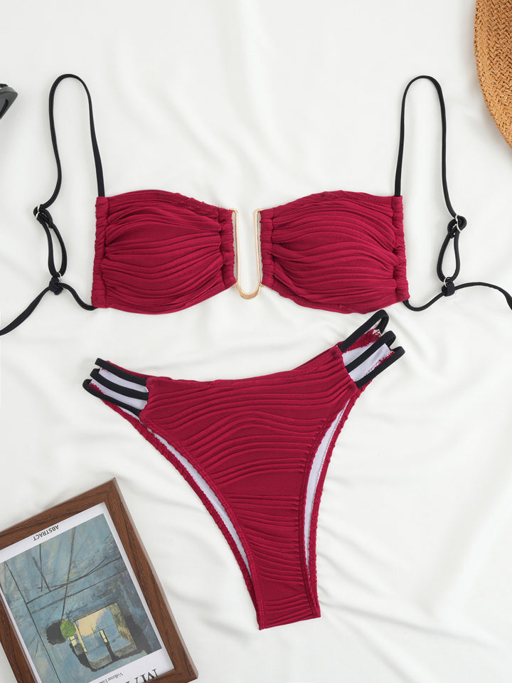 Damen Bandeau-Bikini mit modischem Rüschendesign Drune