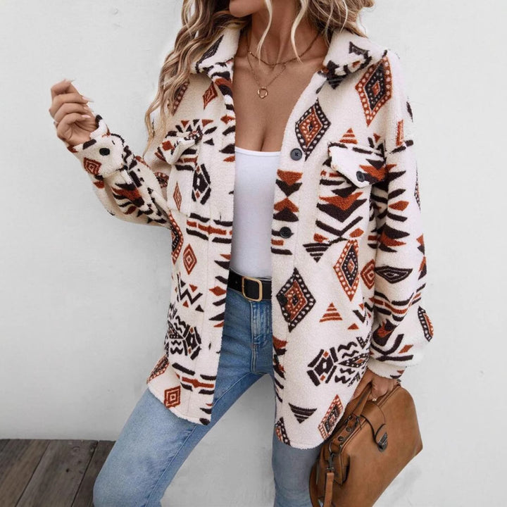 Damen Plüschjacke im tribal inspirierten Design Drune