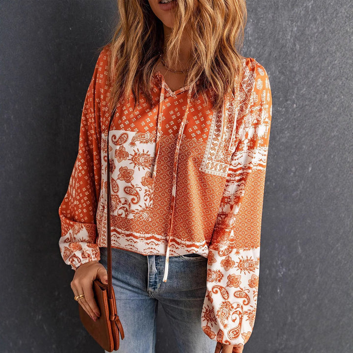 Damen Kapuzenoberteil mit paisley-muster und Kordelzug Drune