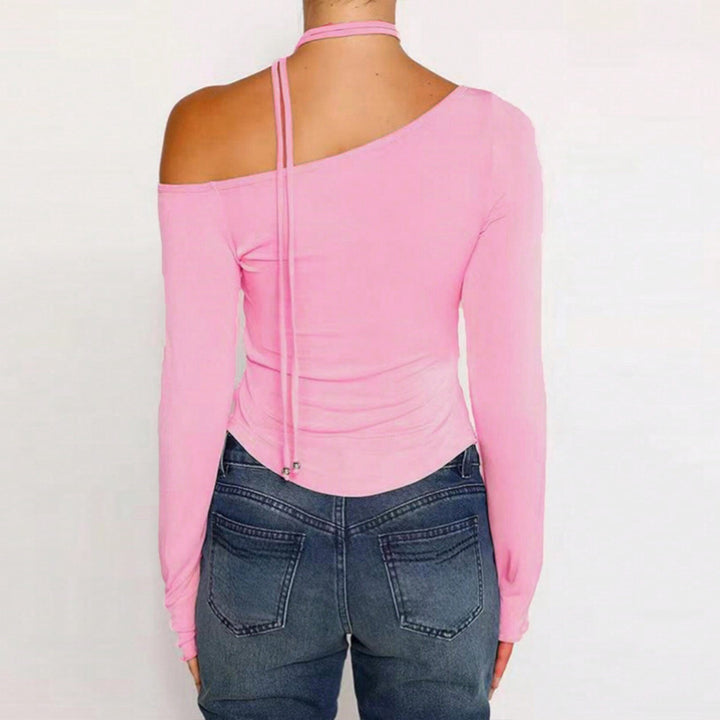 Damen Langarm-Top mit asymmetrischem Schnitt und schickem Bindeband Drune