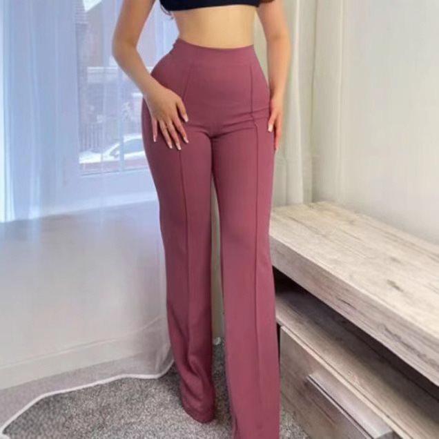Damen Elegante und farbenfrohe Langarmbluse mit hohen Bundhosen Drune
