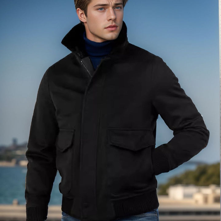 Herren stilvolle Übergangsjacke mit weichem Kragen und praktischen Eingrifftaschen Drune