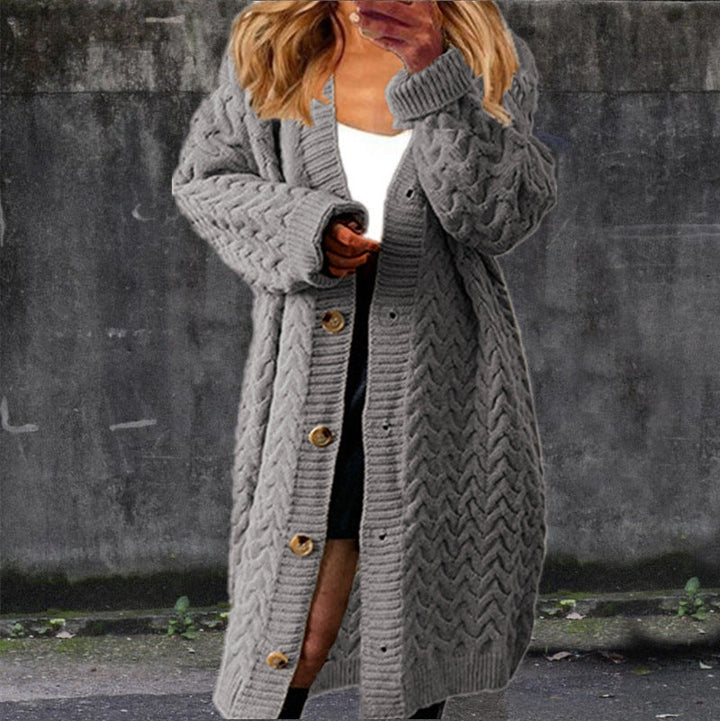 Damen Grobstrick-Cardigan mit eleganten Knopfdetails und strukturiertem Design Drune