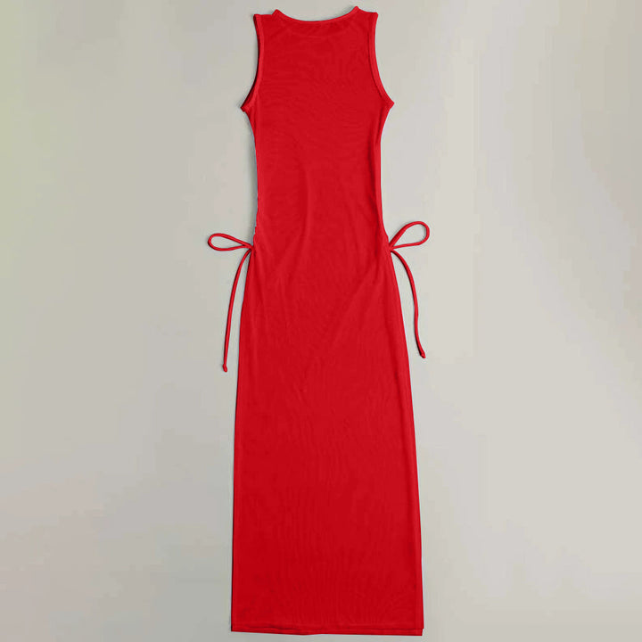 Damen Maxi-Sommerkleid mit seitlichen Bindebändern Drune