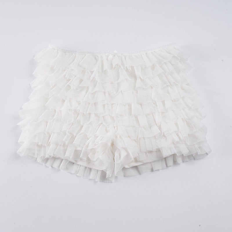 Damen Rüschen-Shorts mit elastischem Bund und verspieltem Design Drune