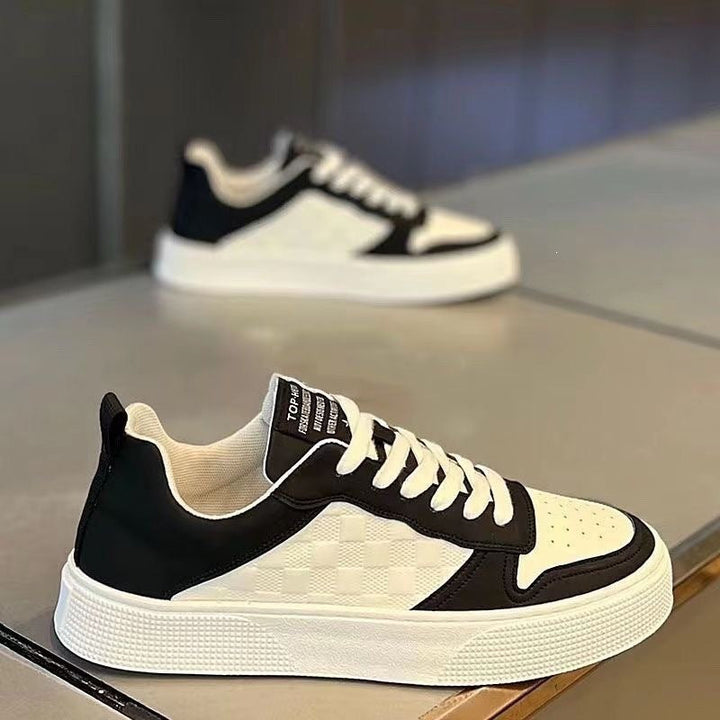 Damen Modische Sneaker aus Kunstleder mit trendigem Karomuster Drune