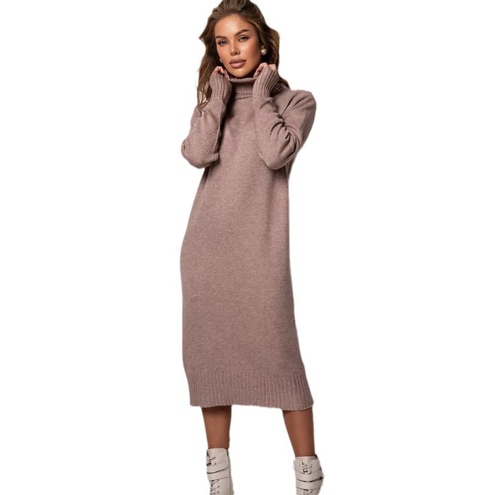 Damen Lange Strickkleid mit rollierendem Kragen und lässigem Schnitt Drune