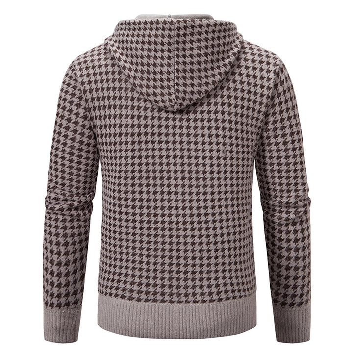 Herren elegante und bequeme Strickjacke mit Kapuze Drune