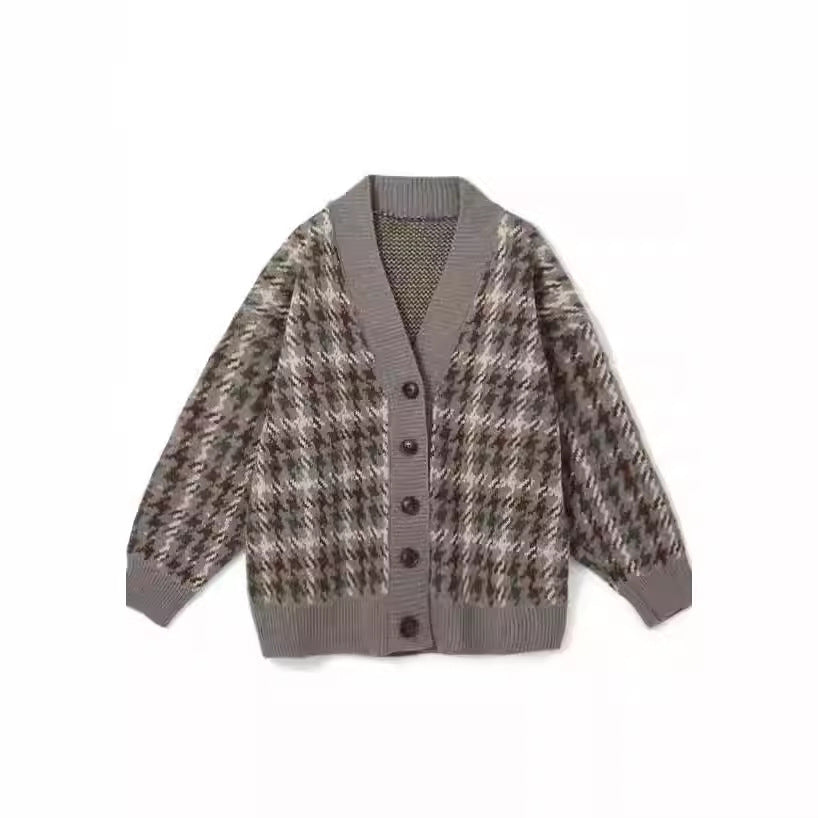 Damen Gemusterter Cardigan mit Knopfleiste und V-Ausschnitt Drune